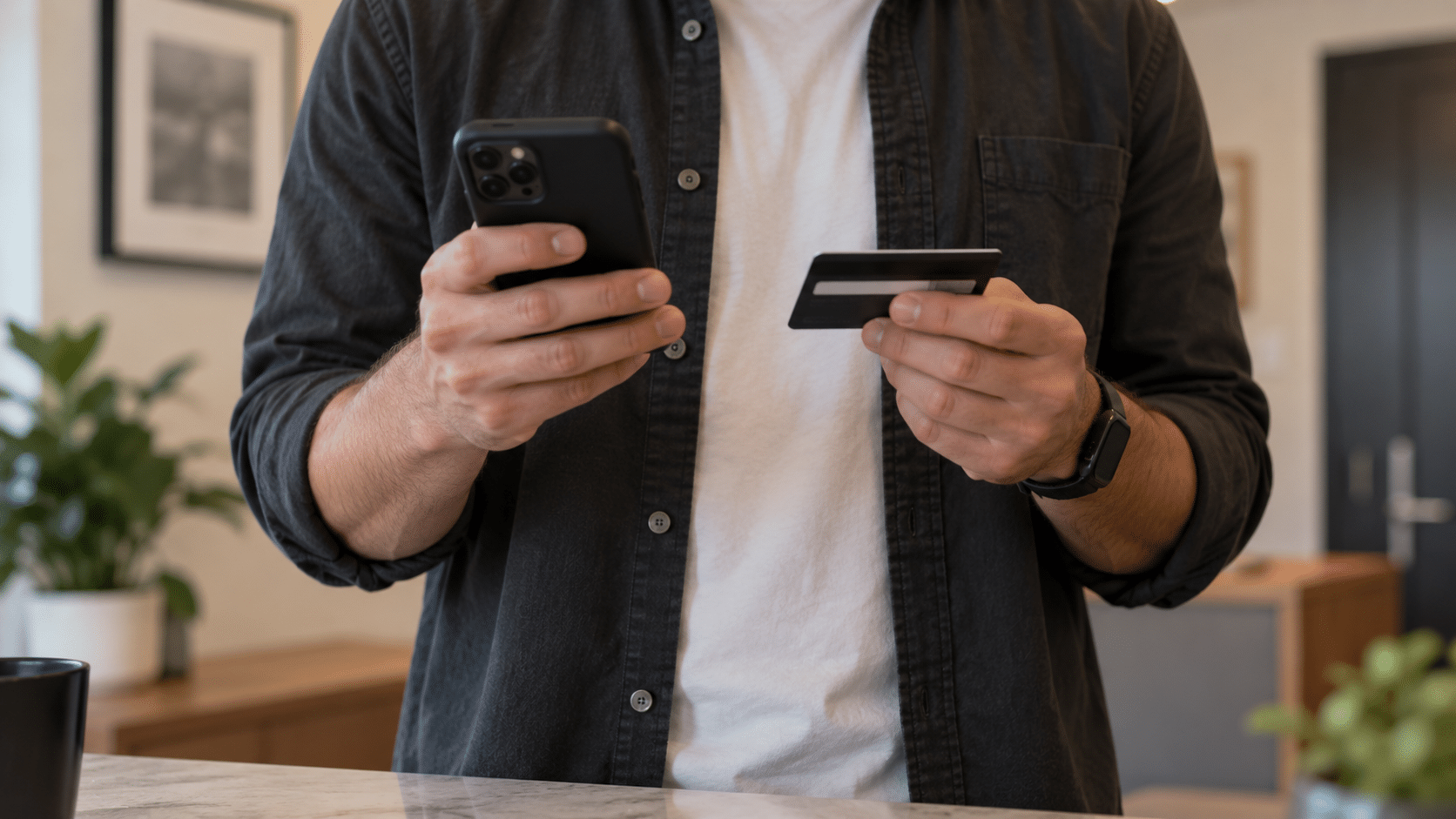 A person making an online payment through their phone