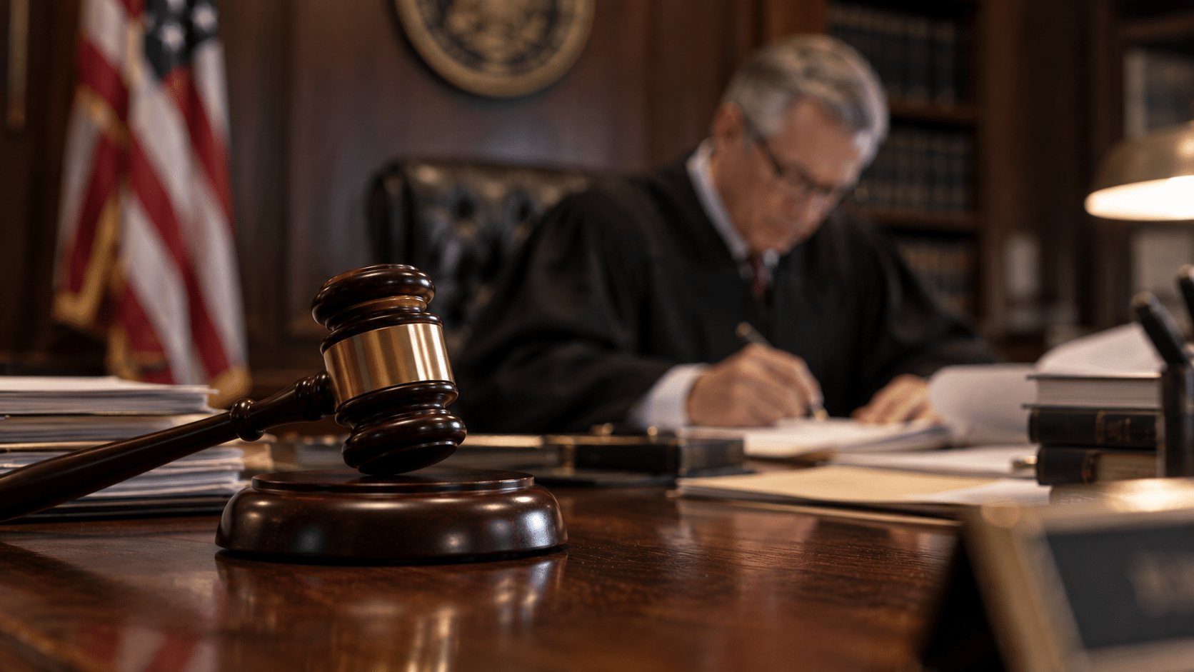 Judge Doing Paperwork at Their Desk