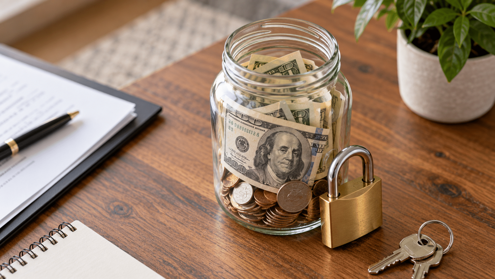 Security Deposit Jar With Money In It